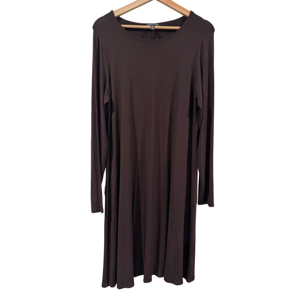 Eileen Fisher Chocolate Brown Jersey Knit Dress Med